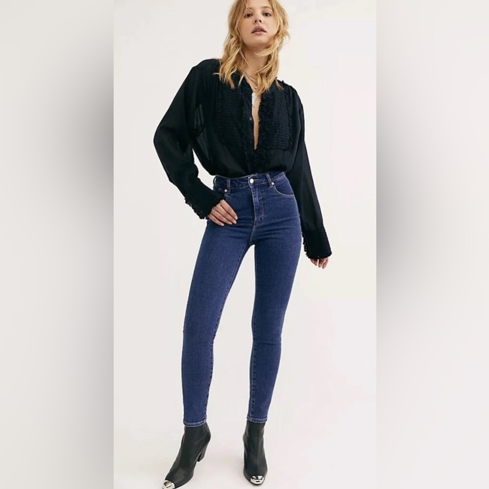 ROLLA'S High Rise Skinny Jeans in Dark Blue